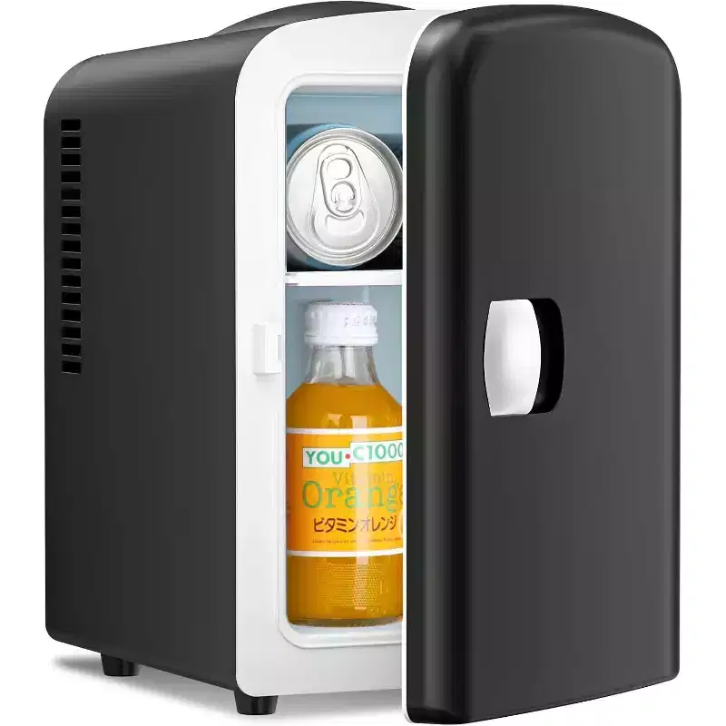 ZAFRO Compact Refrigerator, Portable Mini Fridge, Skin Care 4L Capacity/6 Cans, for Bedroom, Car, Office & Dorm, Small Cooler for Cosmetics