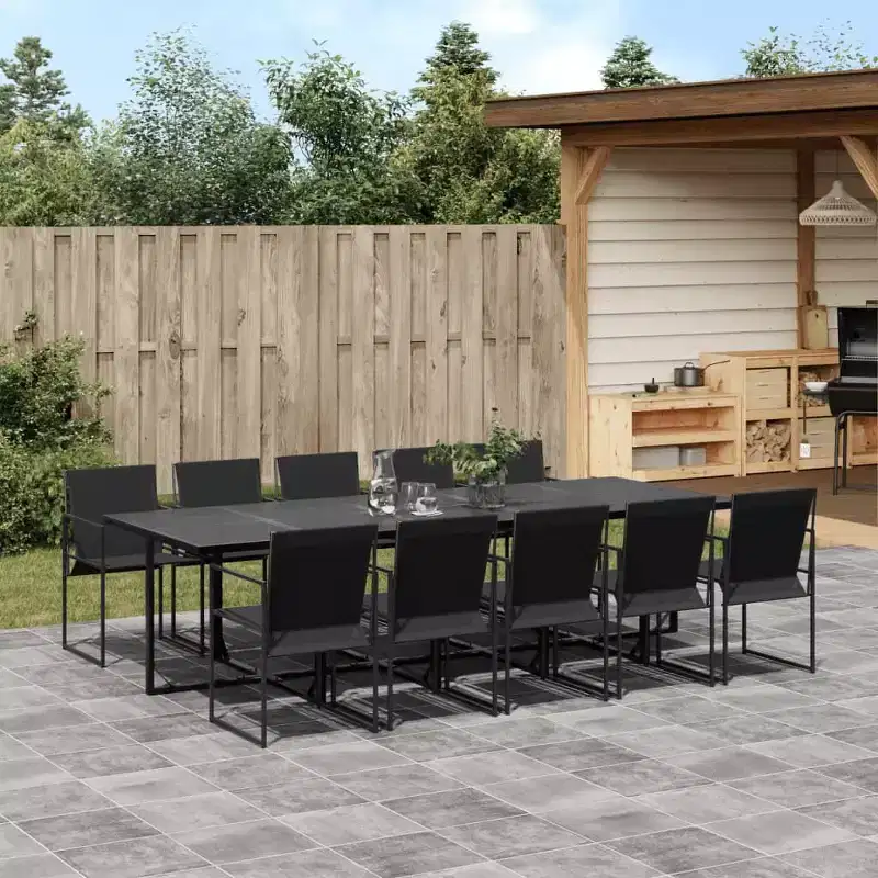 vidaXL Patio Dining Set Table and Chair Garden Outdoor Furniture Black Textilene