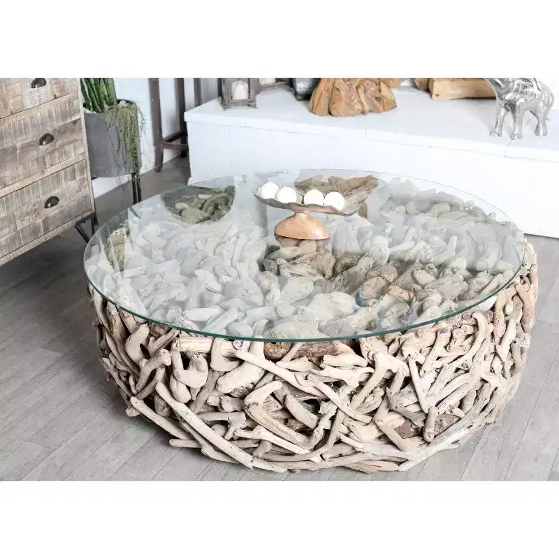 Contemporary Driftwood Coffee Table Brown - Olivia & May
