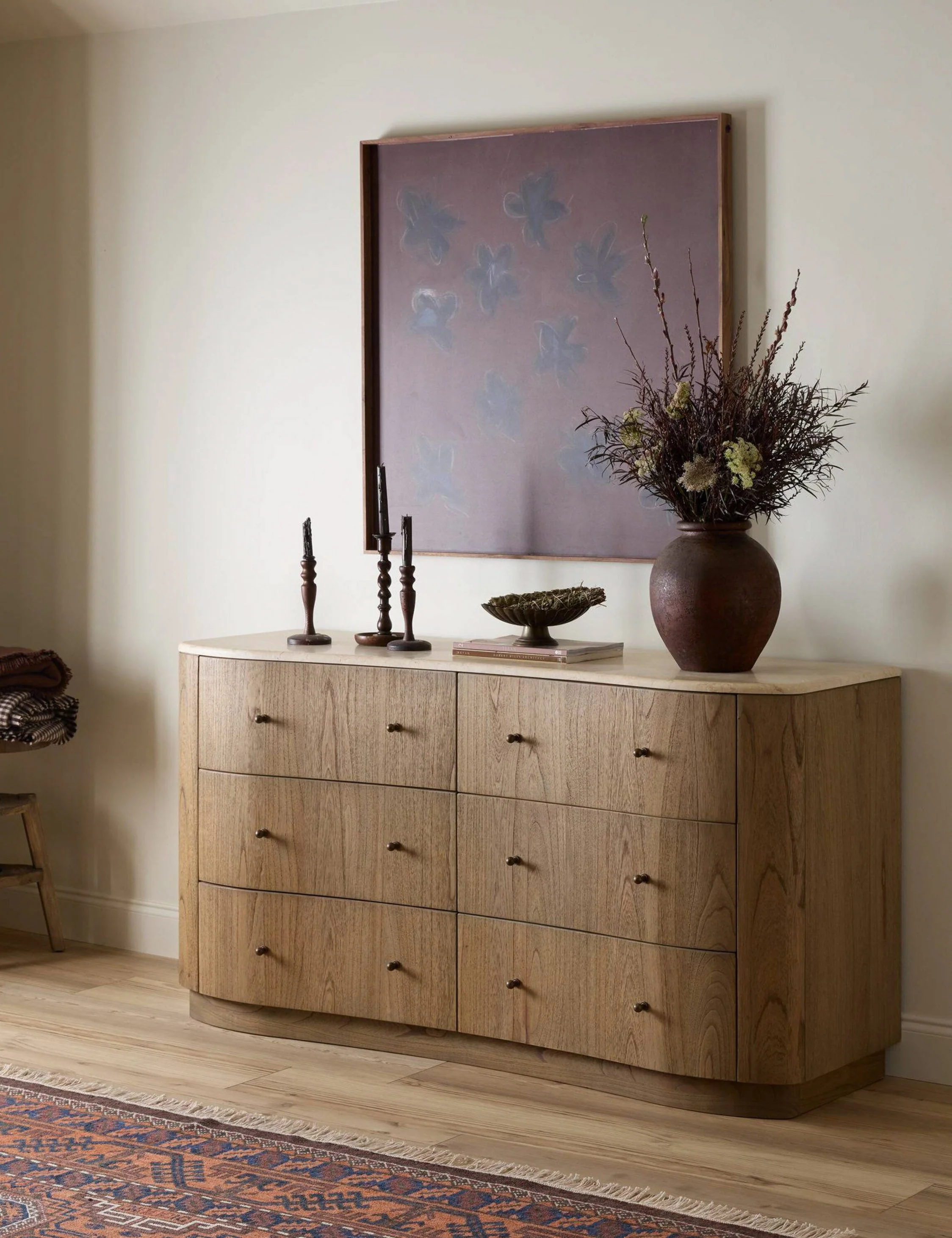 6-Drawer Dresser - This wide dresser brings sculptural shape and organic texture to the bedroom