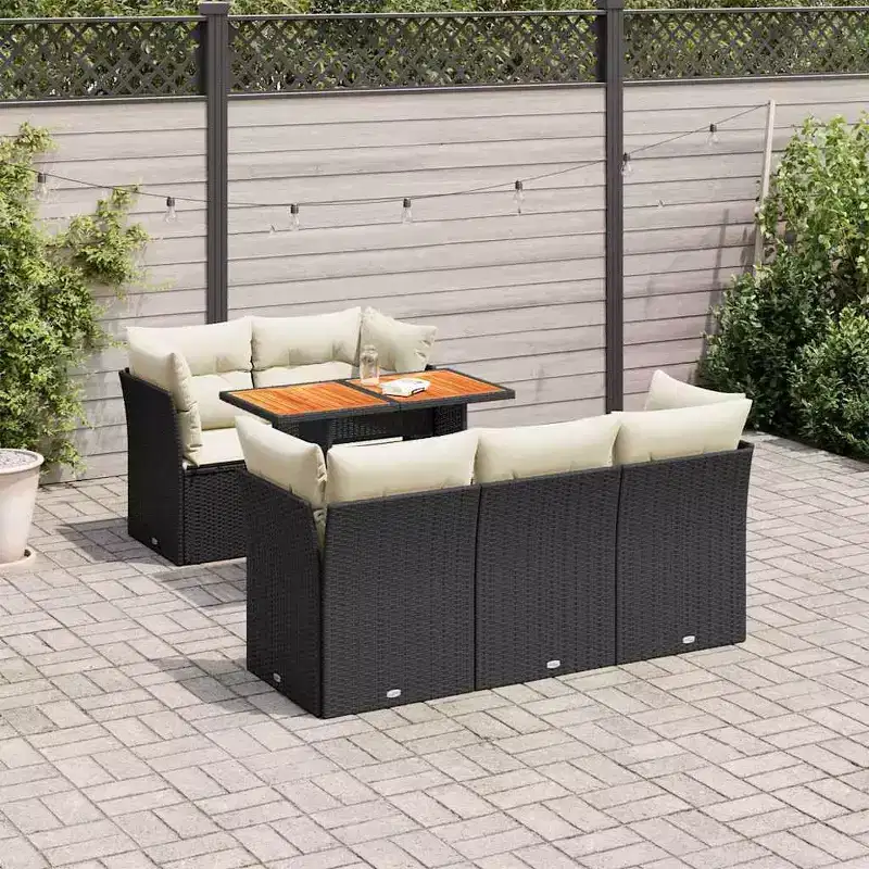 vidaXL Garden Sofa Set Black, Cream White
