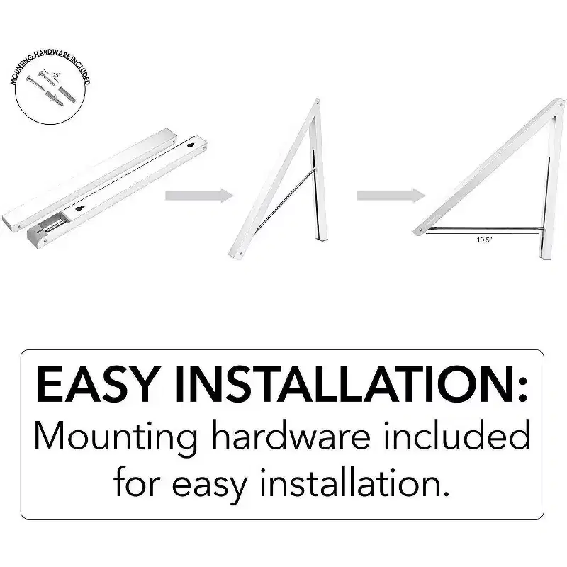 Wall-Mounted Retractable Single Foldable Clothing Rack, White (20 Count)