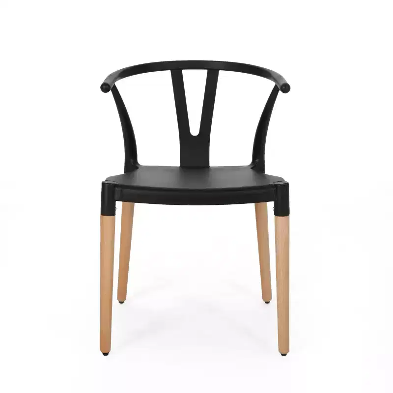Okak Set of 2 Modern Dining Chairs, Fabric Dining Room Chairs, Upholstered Kitchen Side Chairs with Curved Backrest & Metal Frame