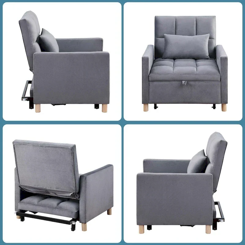 Aukfa Sleeper Chair Bed Convertible Single Sofa Chair with Pillow