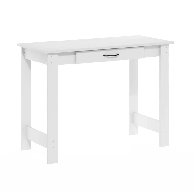 Writing Desk with Drawer | White | Compact Home Office Computer Desk