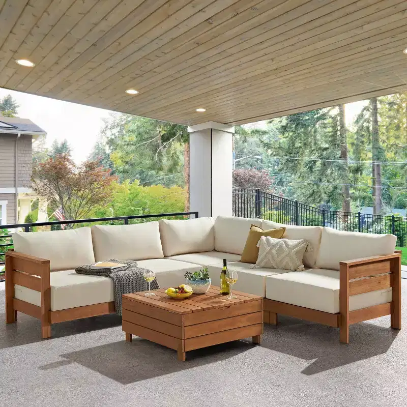 Alaterre Furniture 2pc Barton Outdoor Patio Weather Resistant Furniture Set with Sectional & Lift Top