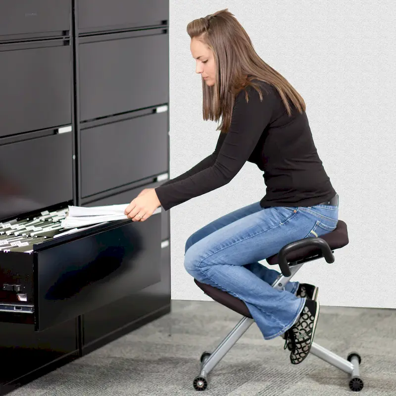 Ergonomic Kneeling Chair with Handles - Black Fabric