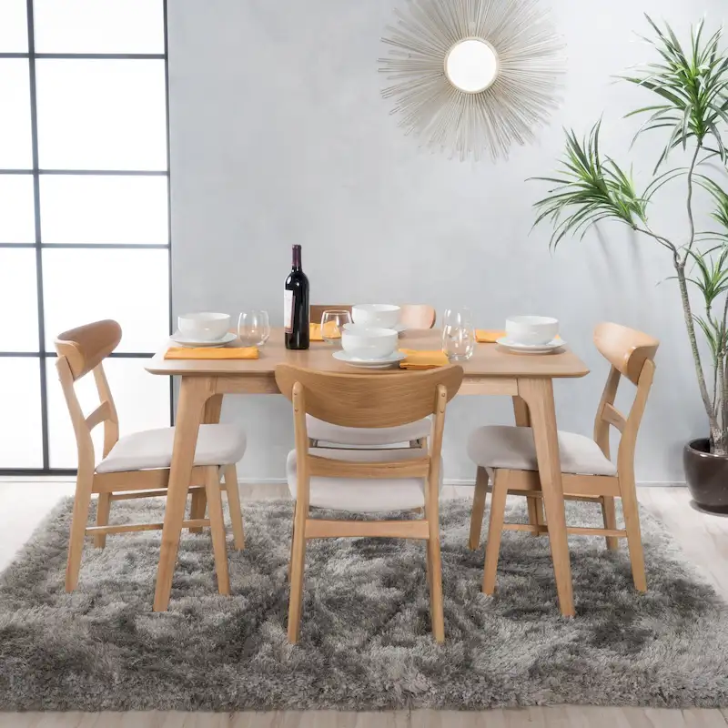 Idalia Fabric and Rubberwood 5-piece Wood Rectangular Dining Set by Christopher Knight Home