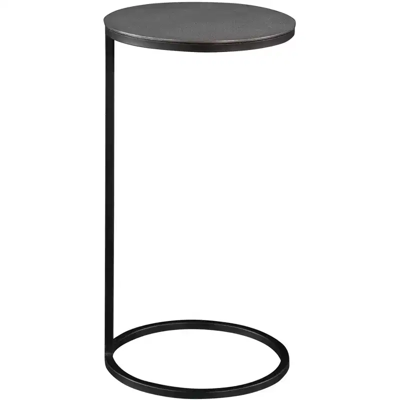 Uttermost Brunei 12 1/2W Aged Black Antique Nickel Round Accent Table