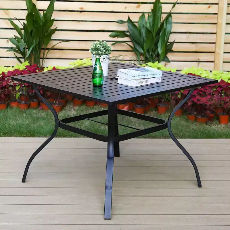5pc Patio Set with 37" Metal Table & Swivel Arm Chairs - Captiva Designs