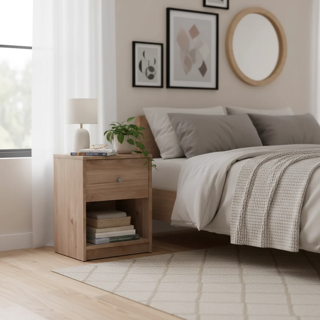 Portland 1 Drawer Nightstand, Jackson Hickory