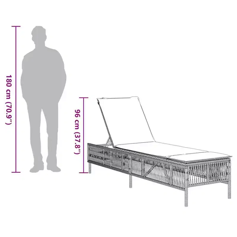 vidaXL Patio Sun Lounger PE rattan Large Multi-Position Backrest