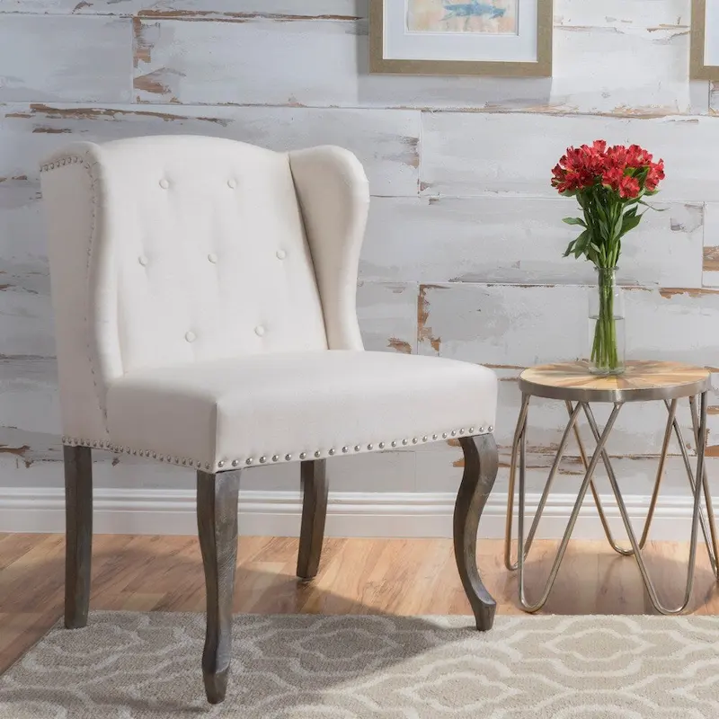 Niclas Wing Back Studded Fabric Accent Chair by Christopher Knight Home