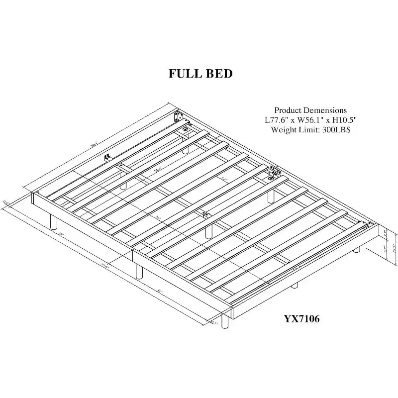 Acekool Full Size Floating Platform Bed Frame, Modern Design with Headboard, Footboard, Siderail, Easy Assembly, No Box Spring Needed