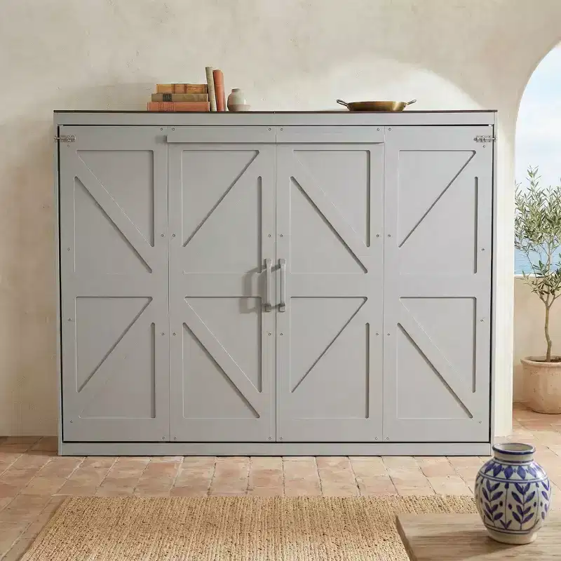 Queen Size Murphy Bed, Foldable Wall Bed with Power Outlets & USB Ports for Bedroom, Small Apartments, Space-Saving - ModernLuxe