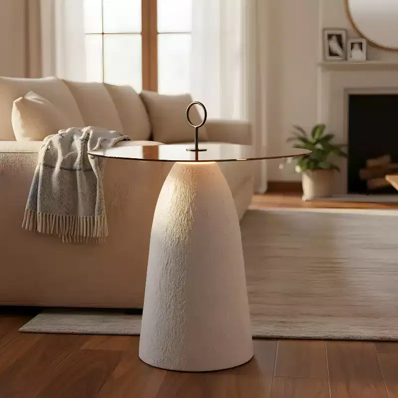Modern Accent Side Table with Tempered Glass Top