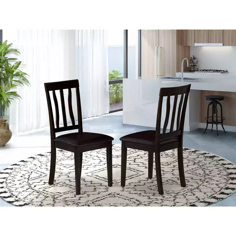 HomeStock Kitchen Dining Chair Cappuccino Solid Wood Seat Modern Style