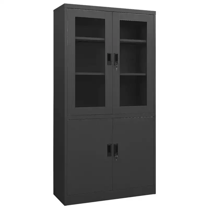 vidaXL Filing Cabinet Storage Cabinet Locker with Doors and Shelves Steel - Anthracite