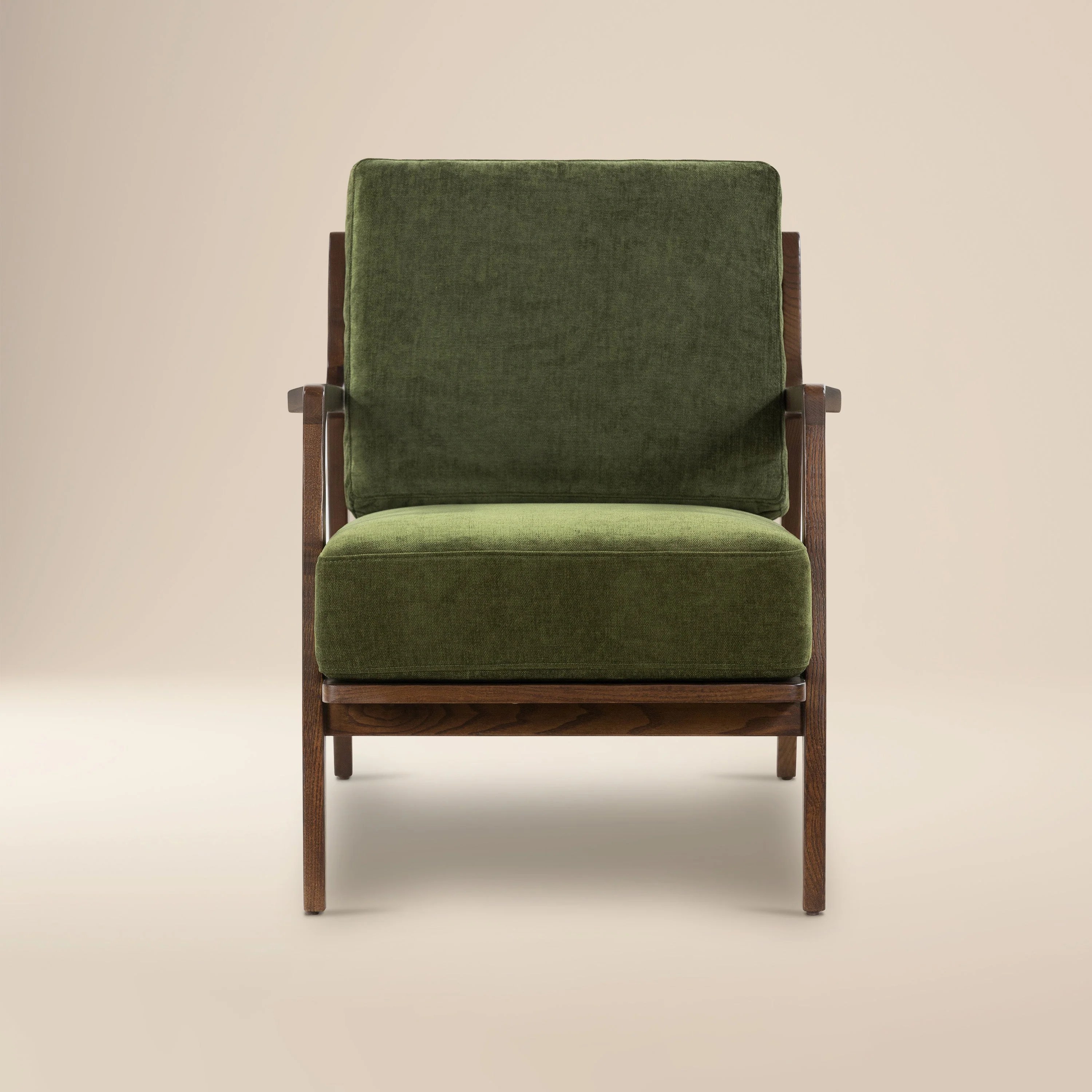 Modern Distressed Green Lounge Chair with Kiln-Dried Wood Frame