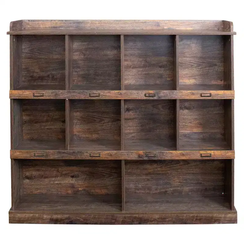 AndMakers 47.24 in. Tall Espresso Wood 3-Shelf Bookcase