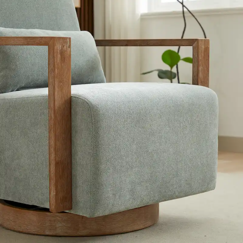 30.31 Linen Blend Upholstered 360 Swivel Accent Chair
