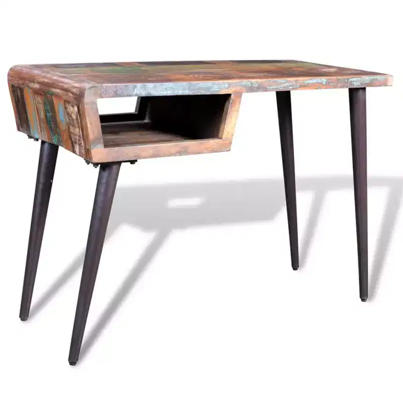 Desk Multi-color Reclaimed wood, Painted iron 43.3 x 19.7 x 31.5 in