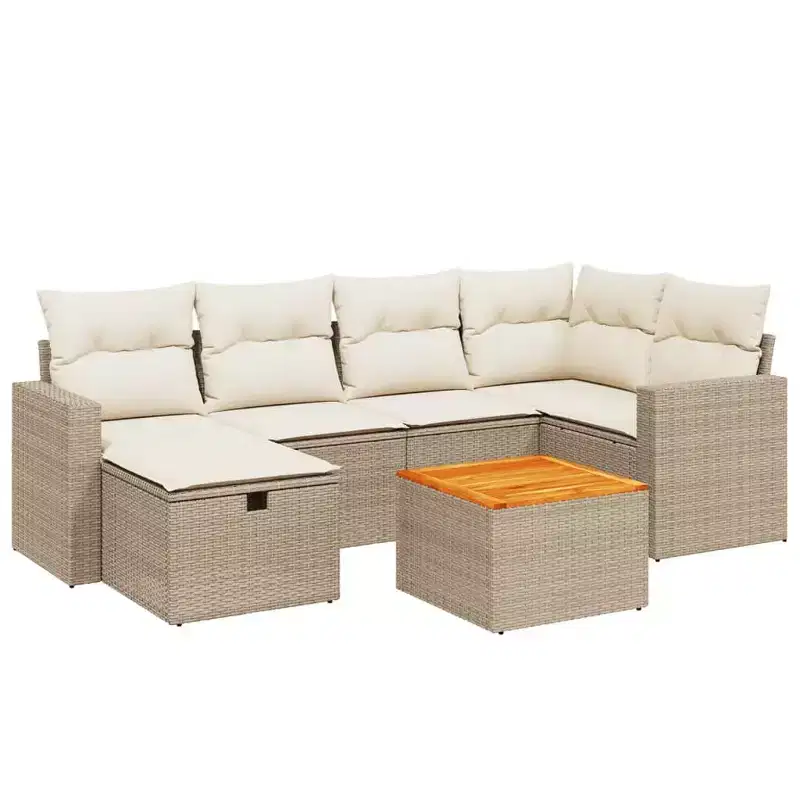 vidaXL Patio Sofa Set with Cushions Outdoor Furniture 7 Piece Poly Rattan