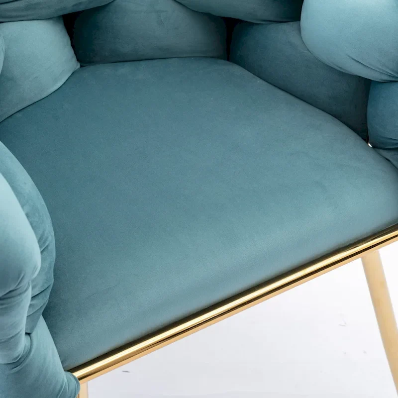Blue Modern 28.7 Velvet Upholstered Accent Chair with Gold - Plated Metal Legs
