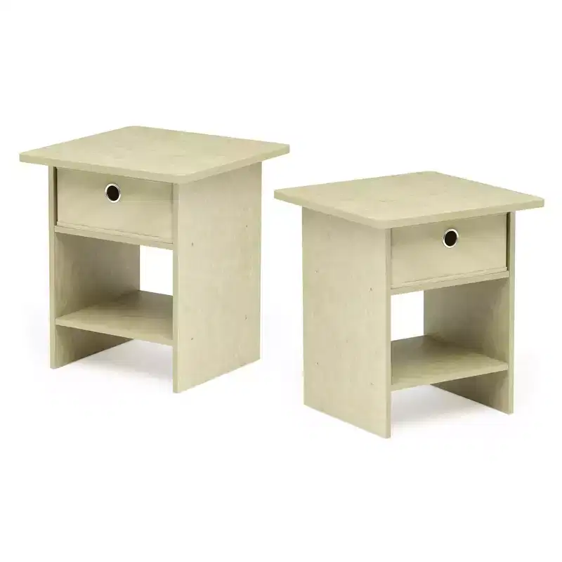 HOMLUX 2PCS Nightstand Sofa End Table Bedside Table with Bin Drawer & Open Shelf