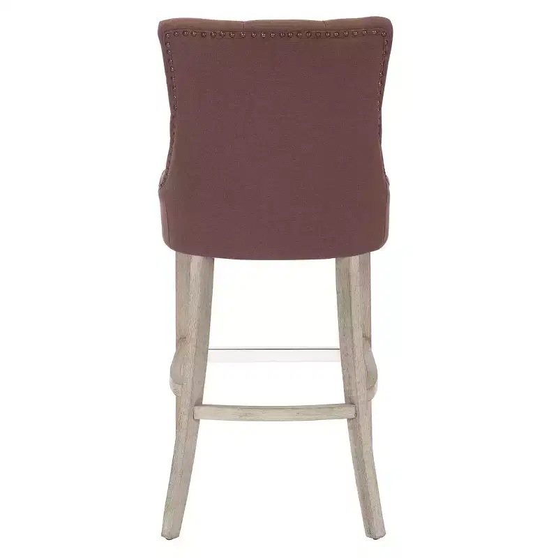 WestinTrends 29 Linen Tufted Buttons Upholstered Wingback Bar Stool (Set of 3), Brown