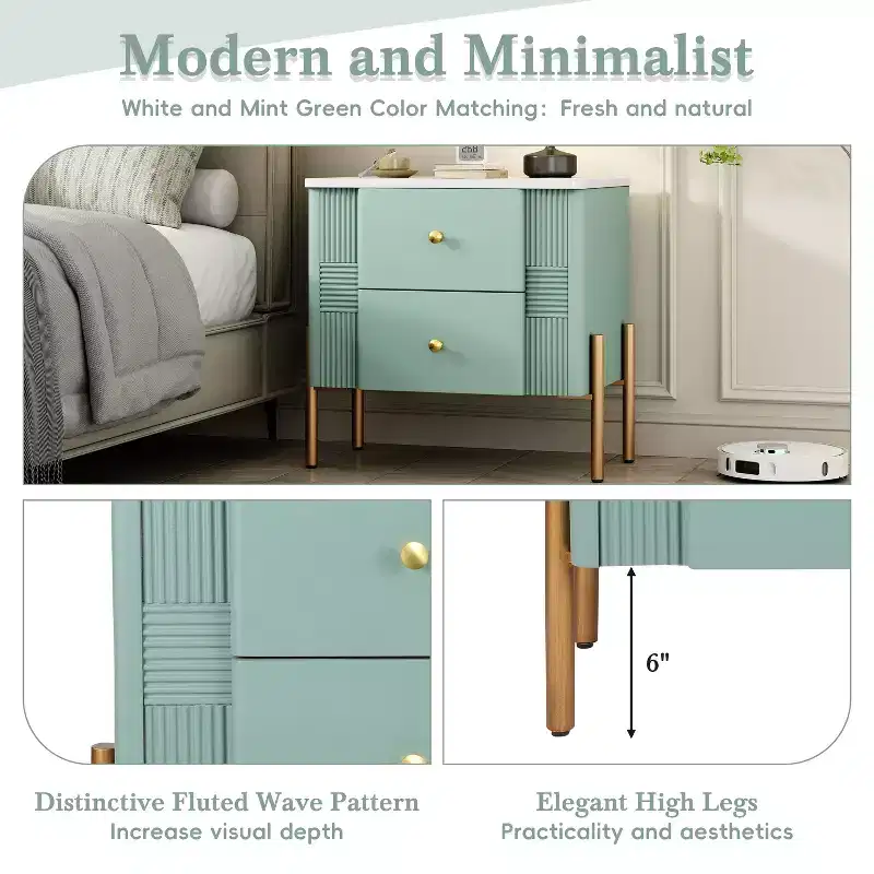 Christopher Knight Home Eilidh Modern Wood and Metal Nightstand with 2 Drawers