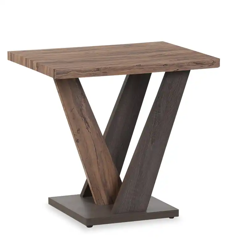 23.6 Modern End Table - Dark Brown Wood
