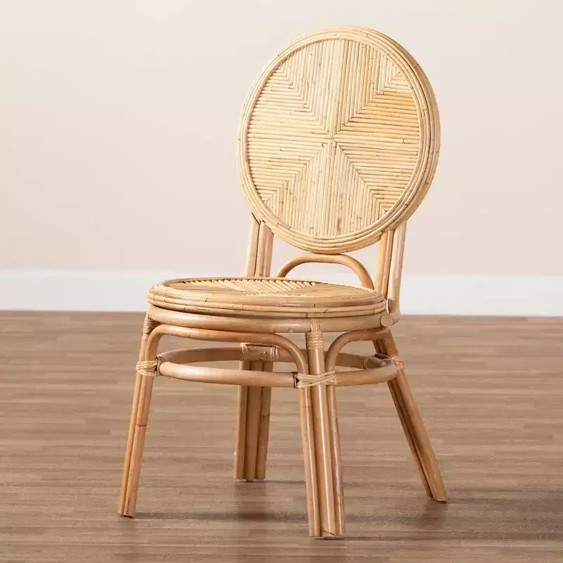 bali & pari Carita Rattan Dining Chair Natural Brown: No Assembly Required, Spot Clean, Wood Frame