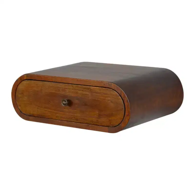 18 Chestnut Solid Wood Oval One Drawer Floating Nightstand