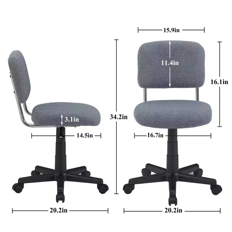 White Faux Fur Armless Swivel Chair for 1