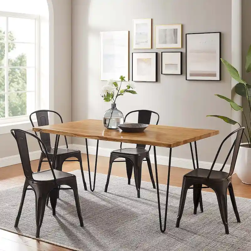 Ardor 60 Live Edge Acacia Wood Dining Table - Black Natural