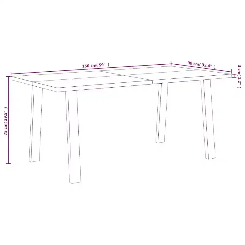 Industrial Dining Table in Solid Acacia Wood