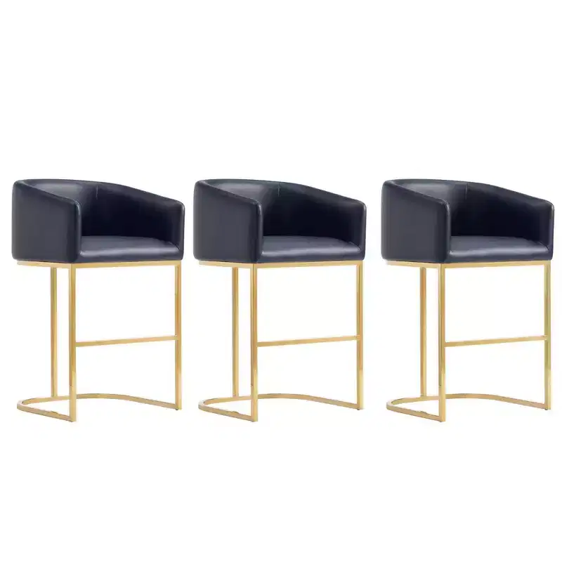 Louvre Counter Height Barstools Black/Titanium Gold