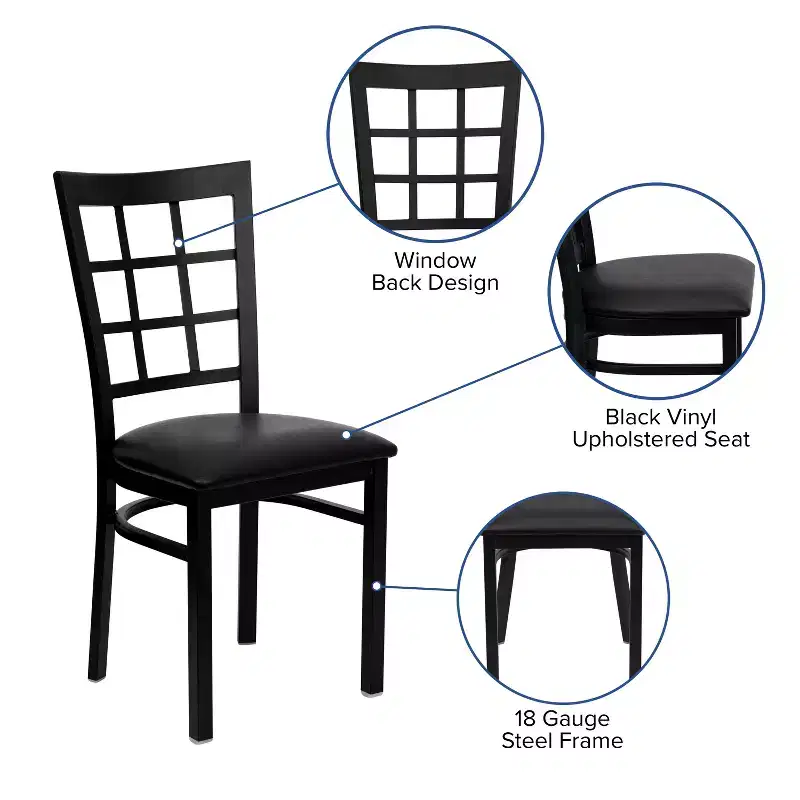 Flash Furniture Black Window Back Metal Restaurant Chair