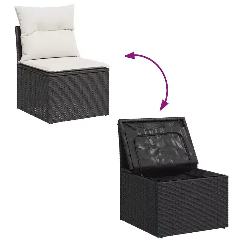 vidaXL Garden Sofa Set Black Poly Rattan Large Modular Garden Sofa Set