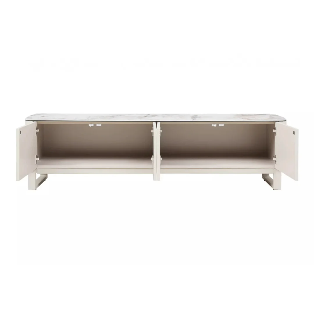 Modern Ivory Marble Buffet Cabinet for Living Room