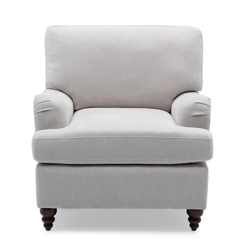 Rolled Arm Chairs Soft Accent Chair with Wood Legs for Living Room