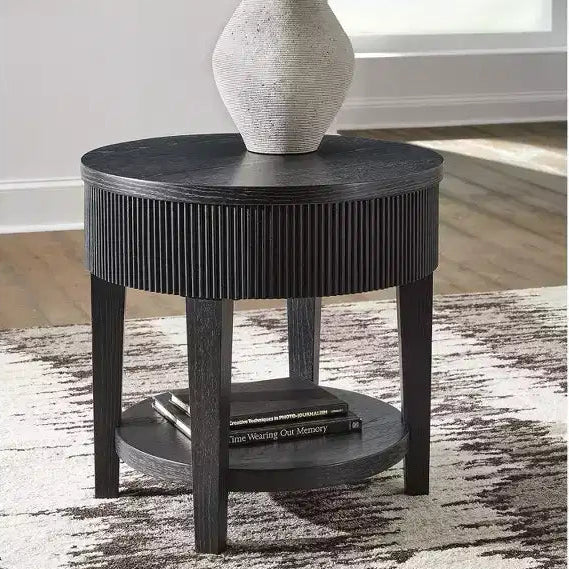 Single-drawer side table, black