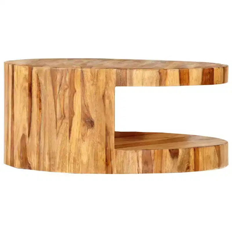 vidaXL Coffee Table Natural Solid Sheesham Wood 25.6 in dia Coffee Table