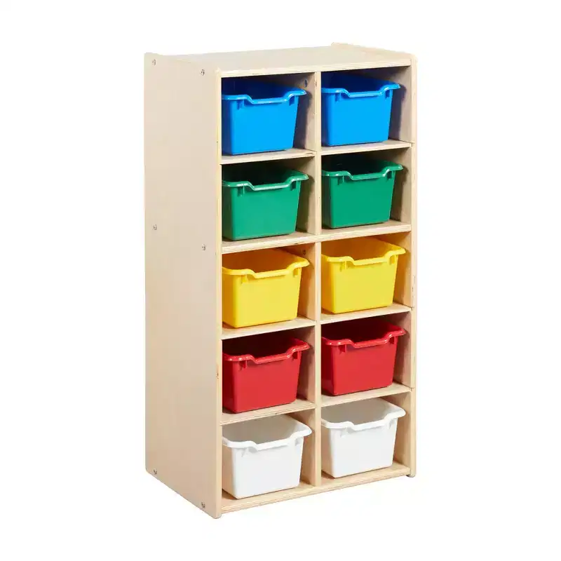 10 Cubby Tray Cabinet with Scoop Front Bins, 5x2, Kids Furniture