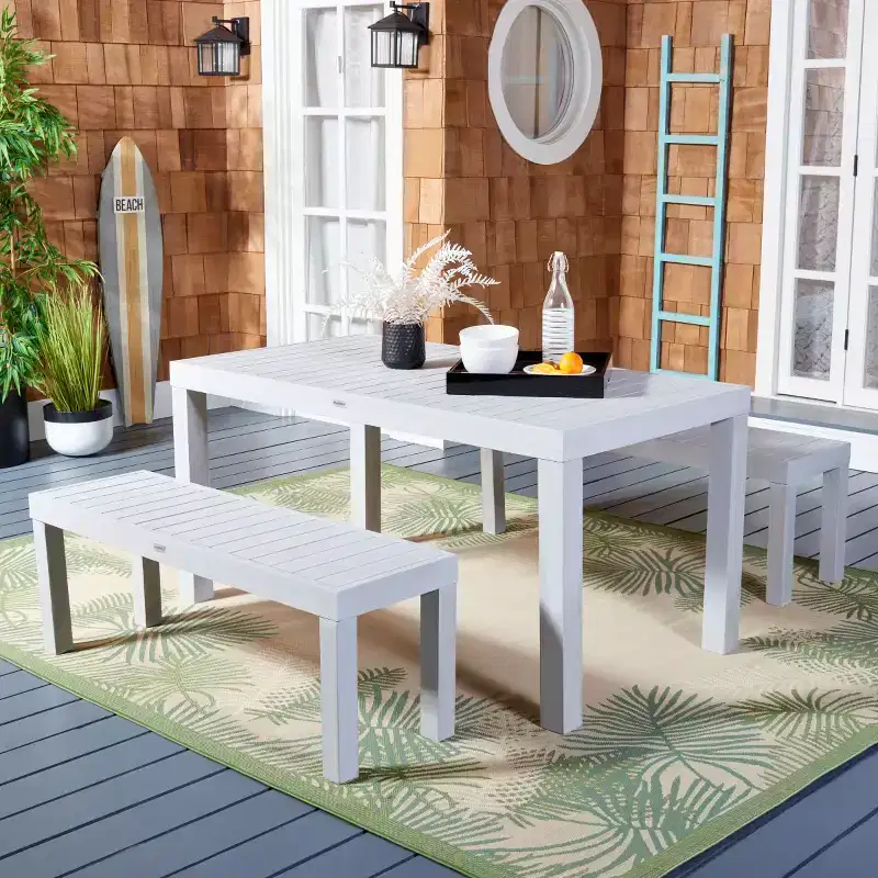Dario 3 Piece Set With Two Benches - Indoor/Outdoor - PAT7029 - Safavieh