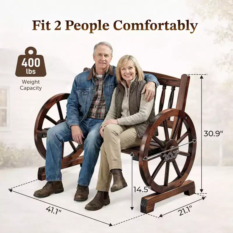 Karl Home | Rustic Wagon-Inspired Solid Wood Patio Bench