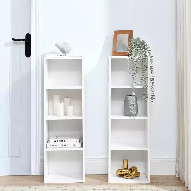 70.9 in.Tall Wood 4-Shelf Standard Bookcase with Shelves (Set of 2)