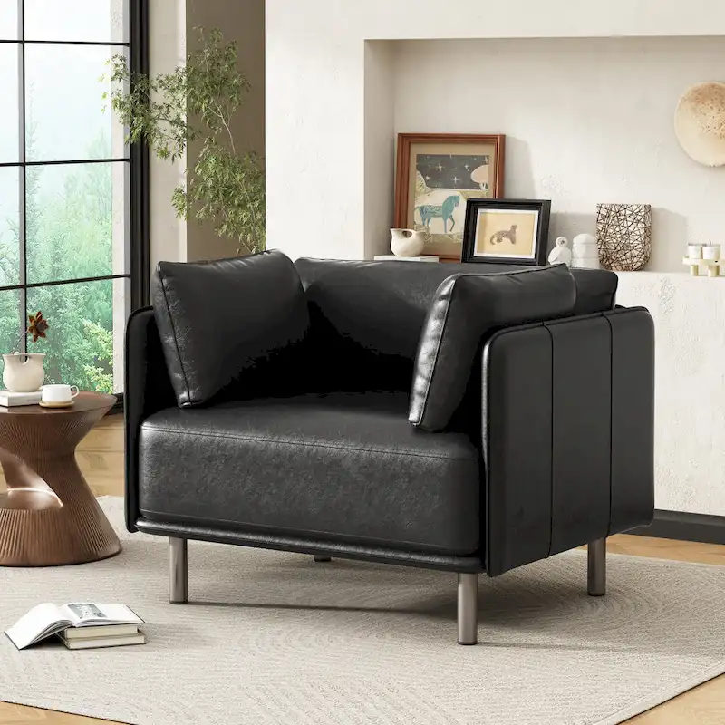 Daphne Faux Leather Lounge Chair by Christopher Knight Home