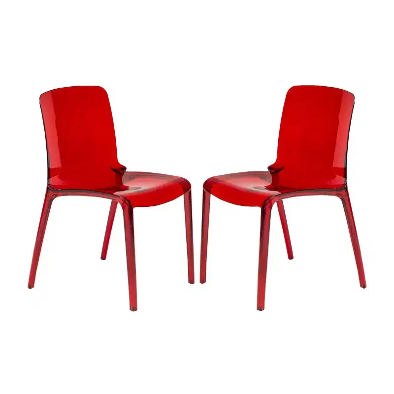 Clear Acrylic Dining Chair Set of 2 Stackable Waterfall Edge Lightweight 275 lbs